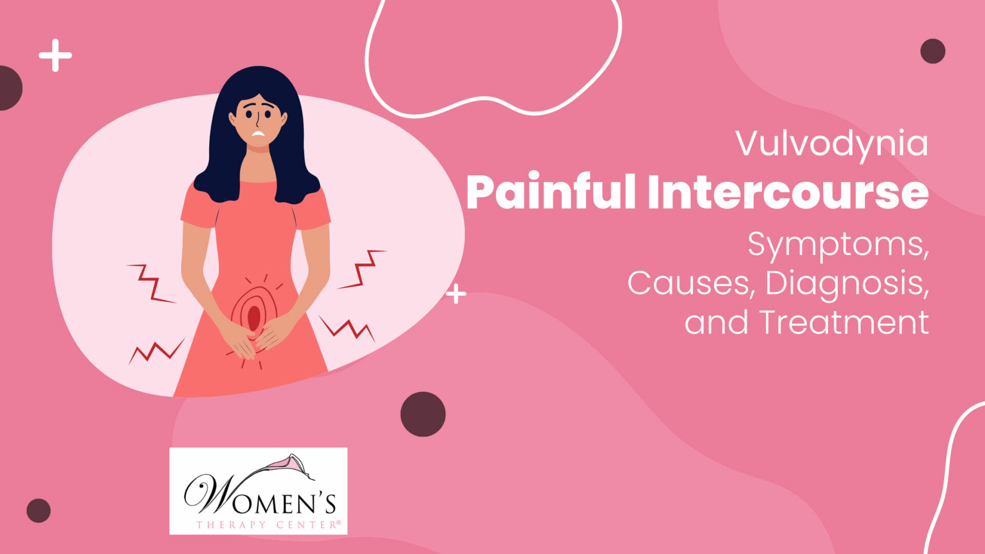 Woman in pain thinking about consulting with women's health center provider about vulvodynia symptoms and treatment options.